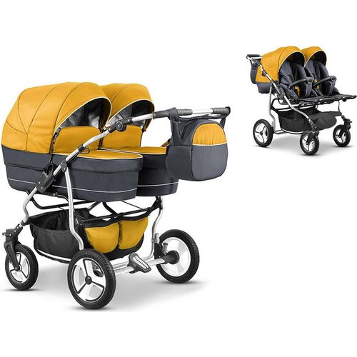 Zwillingskinderwagen 2 in 1 Twin Star inkl. Sportsitze - 10 Teile - in 16 Farben