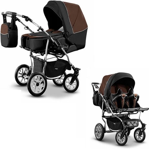Zwillingskinderwagen 2 in 1 City Twin inkl. Sportsitze - 15 Teile - in 19 Farben