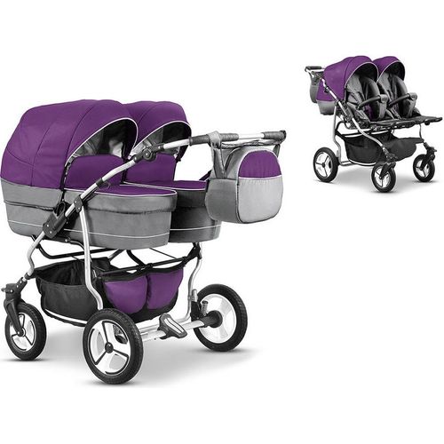 Zwillingskinderwagen 2 in 1 Twin Star inkl. Sportsitze - 10 Teile - in 16 Farben