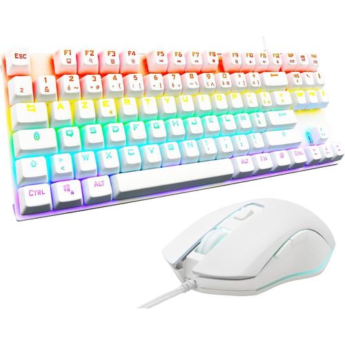 Set mit Tastatur und Maus, mechanisch, programmierbar, Gaming-Tastatur, mechanisch, Tkl, RGB, Switch Red, Azerty, Gaming-Maus, 6 Tasten, 7200 DPI