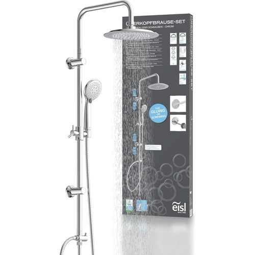 Brauseset zum Kleben, Brauseset mit Regenbrause, Kopfbrauseset ohne Bohren, Duschsystem ohne Armatur, Duscharmatur mit Regenwaldbrause und Handbrause