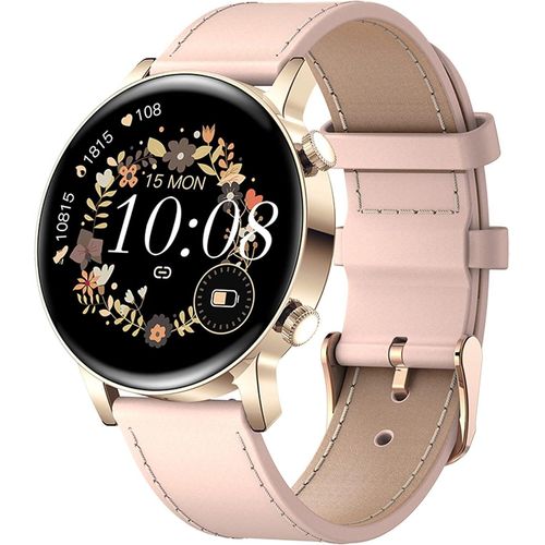 Smart Watch Bluetooth Telefonanruf Leder Smartwatch mit Herzfrequenz Blutdruckmessgerät Schrittzähler IP67 Wasserdicht Fitness Tracker Android IOS