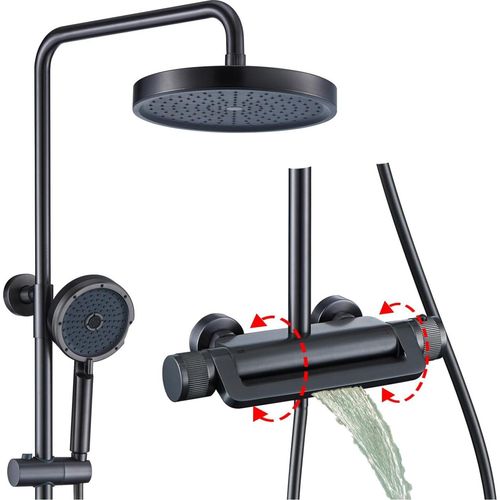 Duschsystem mit Thermostat Gold 3 Funktions Duscharmatur Komplettset Duschset Regendusche Dusche Regendusche Set Duschgarnitur mit Regendusche