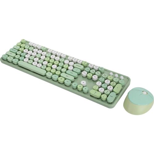 Tastatur- und Maussets, Retro-Tastatur und Maus-Mäuse, Süße Tastatur mit 104 Tasten Desktop Süße Tastatur für Computer(Grün)
