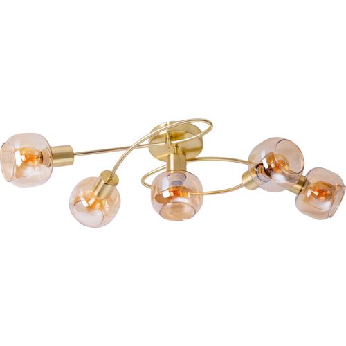 Näve Leuchten 5er Spot Deckenleuchte "LIBBY" 5er Spot Deckenleuchte "LIBBY" Deckenleuchten - 5er Spot Deckenleuchte "LIBBY", Deckenlampe im Retro Style, aus Metall und Glas in messing, 67,5 x 23,5 x 18,5 cm, E14-Fassung