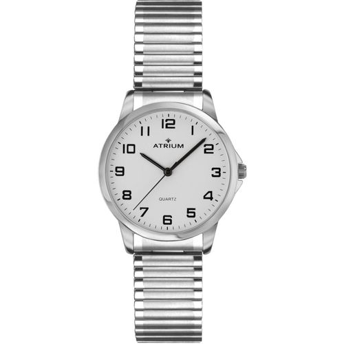 Quarzuhr ATRIUM, silber (silberfarben, schwarz), Armbanduhren, Damen, Armbanduhr, Damenuhr, Edelstahlarmband, Zugband, Flexband
