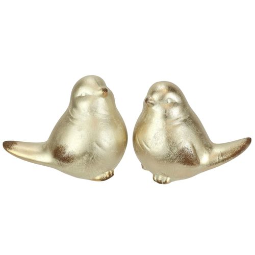 Dekofigur I.GE.A. "Vogel aus Keramik", gold, B:14cm H:12cm, Keramik, Dekofiguren, 2er Set Ornament Statue Tierfigur Skulptur Dekovogel Vogelfigur