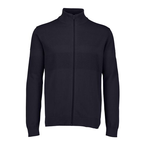 Strickjacke LINDBERGH, Herren, Gr. M, blau (navy), Strick, Obermaterial: 100% Baumwolle, unifarben, regular fit hüftbedeckend, Rundhals, Rippbündchen, Strickjacken, mit Stehkragen und Reißverschluss