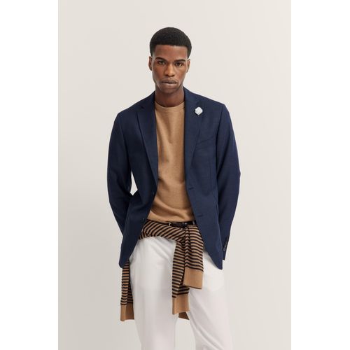 Sakko BUGATTI, Herren, Gr. 56, blau (390, marine), 100% Wolle, unifarben, normal, Manschette, Sakkos, aus Wolle