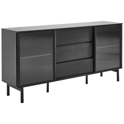 Mid.you Sideboard , Schwarz , Holz, Glas, Holzwerkstoff, Metall , 2 Fächer , 3 Schubladen , 160x79x40 cm , Bsci , Holzmöbel, Kleinmöbel Holz,