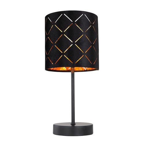 Globo Tischleuchte , Schwarz , Metall, Textil , 35 cm , Wippschalter , Lampen & Leuchten, Innenbeleuchtung, Tischlampen, Tischlampen