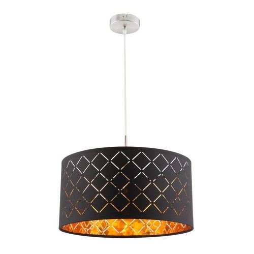 Globo Hängeleuchte Clarke , Schwarz, Gold , Metall, Textil , rund,rund , 140 cm , Lampen & Leuchten, Innenbeleuchtung, Hängelampen, Esstischlampen