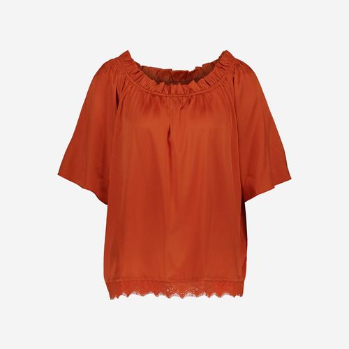 Orangefarbene Bluse mit Rundhalsausschnitt Image