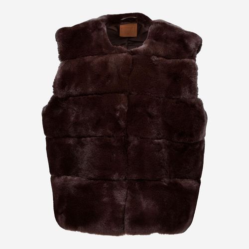 Dunkelbraune Weste aus Kunstfell
