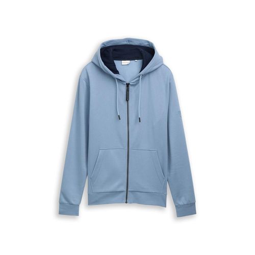 TOM TAILOR Herren Basic Hoodie Sweatjacke, blau, Uni, Gr. XXL