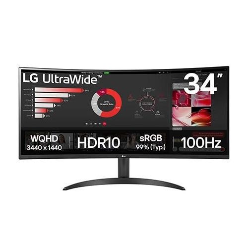 LG UltraWide™ 34” QHD HDR10 Dynamic Action Sync Curved Monitor 34WR50QK-B Schwarz Klasse E