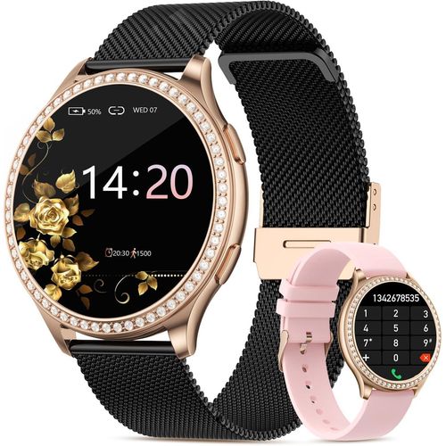 RifePhi Damen Smartwatch 1.32 Zoll Fitness Tracker SpO Puls IP67 Wasserdicht Schlafanalyse Bluetooth Anrufe Sportuhr mit Pedometer Android iPhone