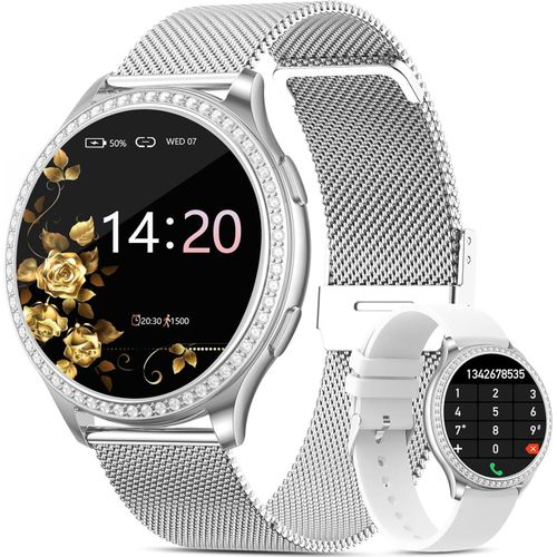 RifePhi Damen Smartwatch 1.32 Zoll Fitness Tracker SpO Puls IP67 Wasserdicht Schlafanalyse Bluetooth Anrufe Sportuhr mit Pedometer Android iPhone