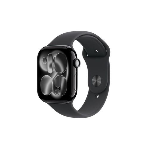 Apple Watch Series 11 GPS + Cellular 46mm Jet Black Aluminium Case with Black Sport Band - S/M