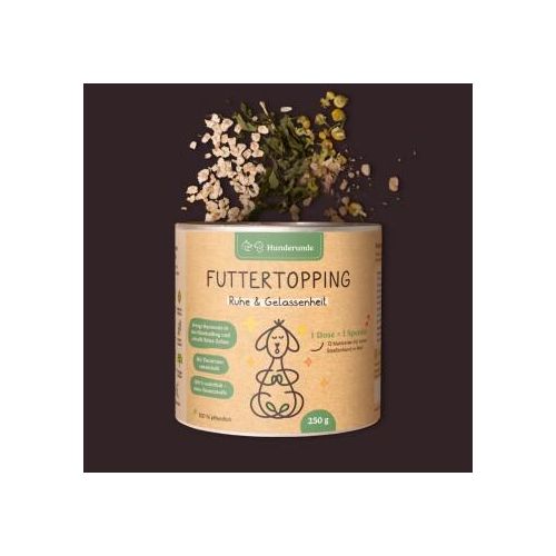 Hunderunde Futtertopping - Ruhe & Gelassenheit - Beruhigung für Hunde, Stressreduktion, Natürliche Kräuter, vegan 250g