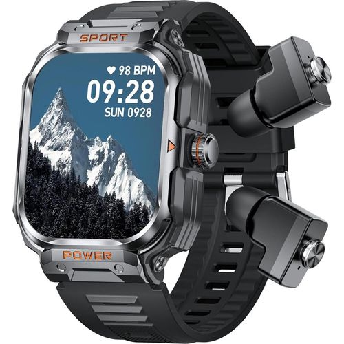 Herren Smartwatch mit Kopfhörer Bluetooth In Ear, Laufuhr, Schrittzähler, Fitness Tracker, Militär Sportuhren, Pulsuhr, Fitnessuhr, TWS Headset.