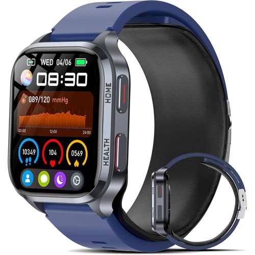 2025 Smartwatch Herren mit Luftpumpen-Blutdruckmessung Gesundheitsuhr 24/7 SpO2/Herzfrequenz/Urinsäure Blutfett Schlaf Körpertemperatur SOS Bluetooth