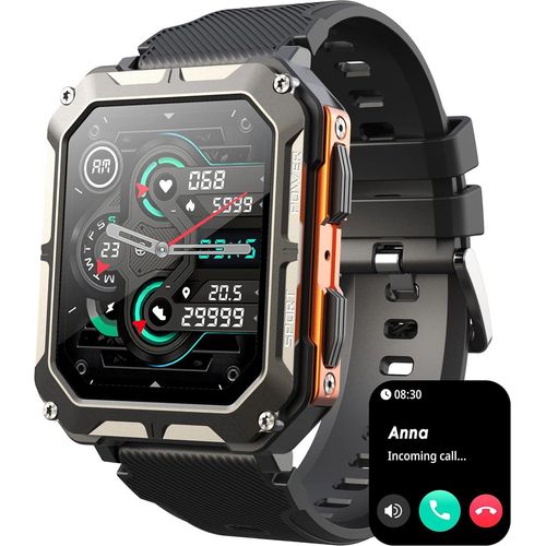 Smartwatch Herren mit Telefonfunktion, Sportuhren, IP68 wasserdicht, 1,83 Zoll, Fitnessuhr mit Blutdruckmessung, 123 Sportmodi, Outdoor Android iOS