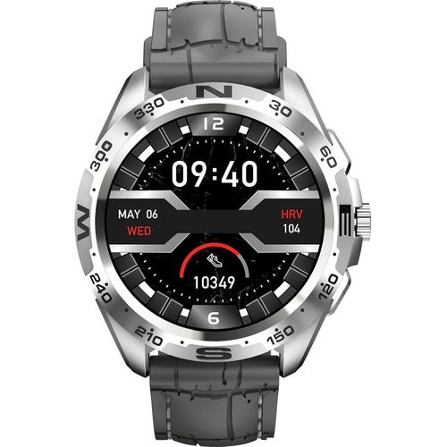 Smartwatch, Herren, Sportuhr 1,32 Zoll touchscreen mit Anruffunktion, IP67, wasserdicht, Herzfrequenz, mit Lederarmband, Musik-Player für Android iOS