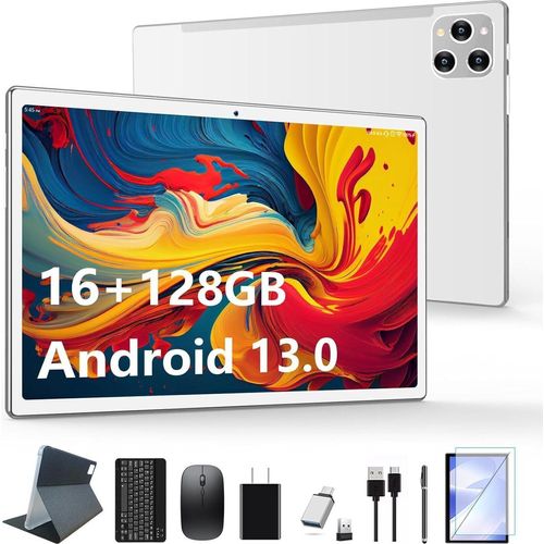 Android 12 Tablet 10 Zoll mit Tastatur, 16GB RAM+128GB ROM(TF 1TB),2.4GHZ+5G WiFi,2.0GHz/Octa-Core,Tablet mit Maus und Stift,5MP/13MP HD Kamera,GPS