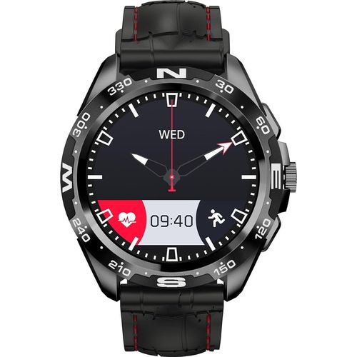 Smartwatch Herren, Sportuhr, mit Anruffunktion, IP67, wasserdicht Herzfrequenz, mit Lederarmband, Musik-Player für Android iOS