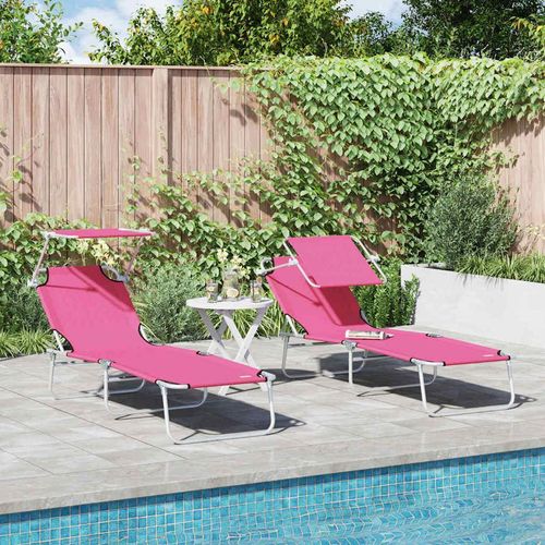 Sonnenliege 2-Person 2 pcs Rosa 58 x 188 x 77cm Stoff