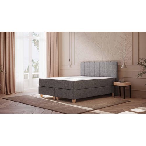 Emma Original Boxspringbett 160x200 cm - dunkelgrau - Füße Holz - Kopfteil gesteppt Image