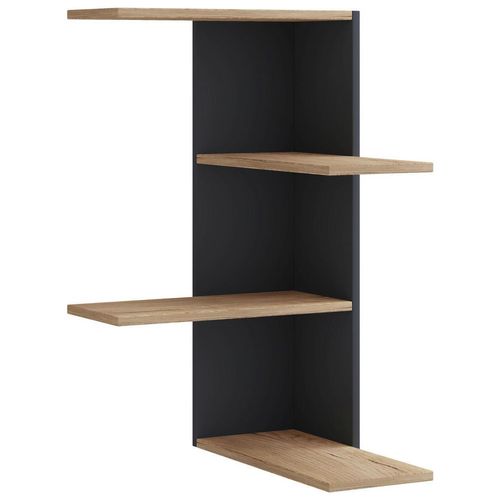 Mid.you Eckregal Balos , Honigeiche, Schwarz , Holzwerkstoff , 2 Fächer , 45x77x45 cm , hängend , Wohnzimmer, Regale, Eckregale