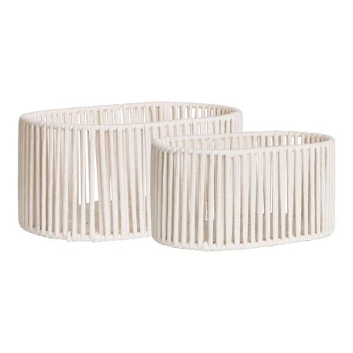 Korbset , Weiß , Metall, Textil , 2-teilig , oval , Spielzeug, Spielzeugkisten