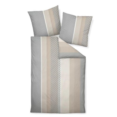 Janine Bettwäsche Tango , Sand, Silber , Textil , Streifen , 135x200 cm , Oeko-Tex® Made IN Green, Textiles Vertrauen - Oeko-Tex® , pflegeleicht,