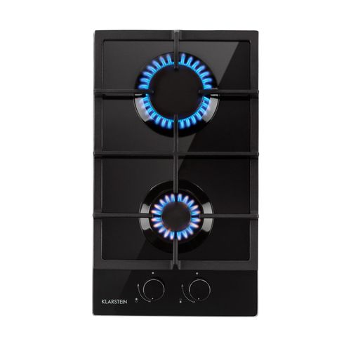 Ignito Domino Gaskochfeld 2-flammig Brenner Glaskeramik schwarz Schwarz 2 Brenner