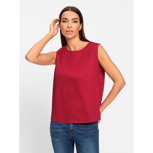 Blusentop HEINE, Damen, Gr. 42, rot, 97% Baumwolle, 3% Elasthan, unifarben, Rundhals, Blusen