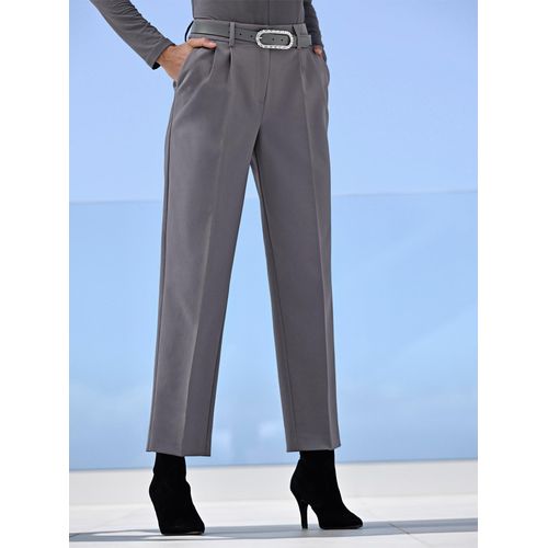 Bundfaltenhose HEINE, Damen, Gr. 46, Normalgrößen, grau (anthrazit), 94% Polyester, 6% Elasthan, unifarben, Hosen