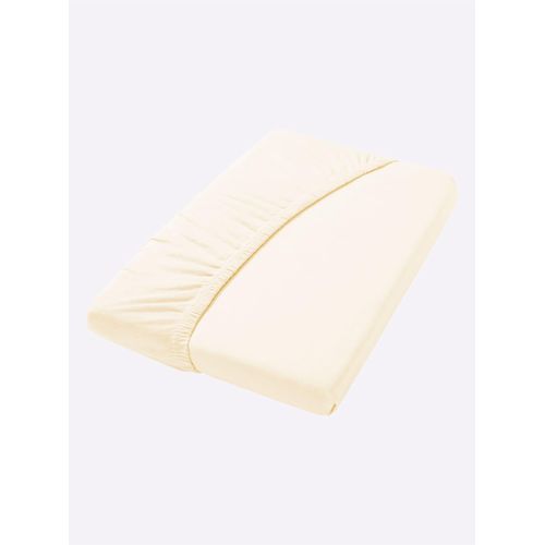 Spannbettlaken HAGEMANN Gr. 1, beige (champagner), 1 Stk., Mako-Jersey, 27, Mako-Jersey, 100% Baumwolle, Bettlaken, Spannbettlaken