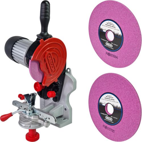 Oregon Profi Kettenschärfgerät 410-230 Eco inkl. 3 Schleifscheiben elektrisches Schleifgerät Schärfgerät für alle Sägeketten