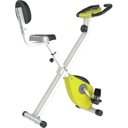 Heimtrainer F-Bike Fahrradtrainer mit 8-stufig einstellbarem Magnetwiderstand, höhenverstellbar, Stahl, Gelb Weiß, kompakt 43 x 97 x 109 cm, 16,50 kg