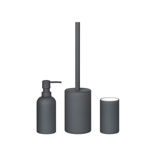 Blomus Bad-Accessoire-Set Banja , Black , Keramik , Betonoptik , Badaccessoires, Waschplatzzubehör