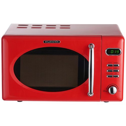 Wolkenstein Mikrowelle, Rot, Metall, 46x26x37 cm, Digitaldisplay, Garraumbeleuchtung, Auftaufunktion nach Gewicht oder Zeit, Auftaufunktion, digitaler Timer, Automatik-Kochprogramme, Küchen, Küchenelektrogeräte, Mikrowellen
