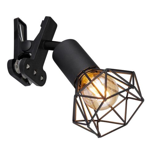 Globo Klemmleuchte , Schwarz , Metall , 9.2x18.8x13 cm , Wippschalter , Lampen & Leuchten, Innenbeleuchtung, Tischlampen, Klemmleuchten