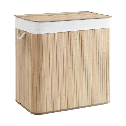 Wäschekorb , Natur , Metall, Textil, Naturmaterialien , 150 L , 60x61.5x40 cm , Tragegriffe, Deckel, Innenfutter , Ordnen & Aufbewahren, Wäschekörbe &