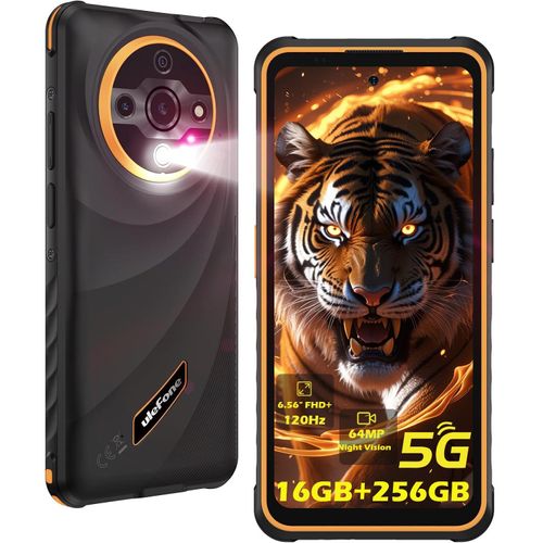 Ulefone Armor X31 Pro 5G Outdoor Smartphone 2025 16GB+256GB/SD-2TB Android 14 Outdoor Handy, 64MP 6,56” 120Hz 6050mAh 3-Slots/OTG/NFC/IP68, Orange