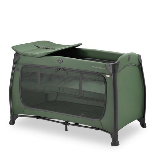 Hauck Reisebett Play N Relax Center , Dunkelgrün , Metall, Kunststoff, Textil , 79x78x129 cm , zusammenklappbar, Ausstieg, Seitentaschen , Babymöbel,