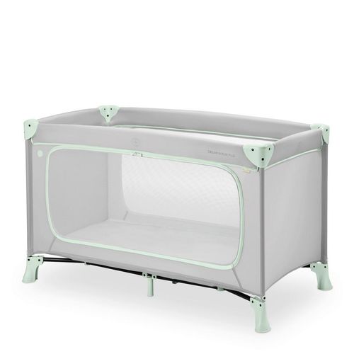 Hauck Reisebett Dream N Play Plus , Greige, Mintgrün , Metall, Kunststoff, Textil , 65x76x125 cm , zusammenklappbar, Ausstieg , Babymöbel, Babybetten,