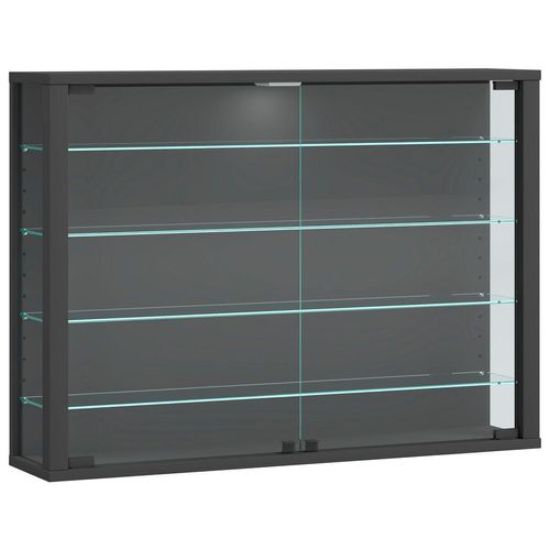 Mid.you Hängevitrine Vitrosa , Anthrazit , Glas , 4 Fächer , 83x60x18 cm , hängend , Wohnzimmer, Wohnwände, Vitrinenschränke