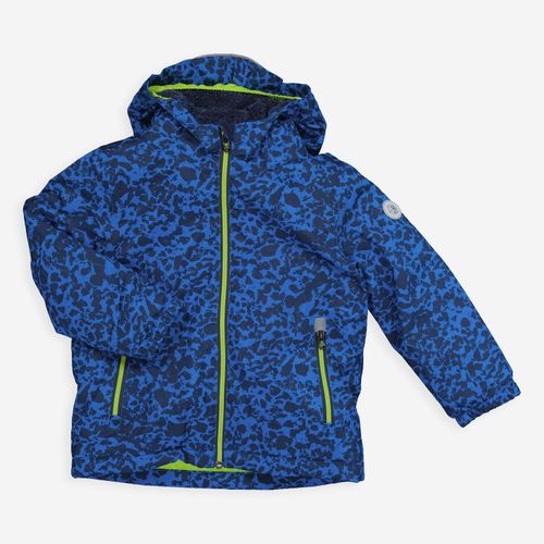 Blaue Jacke mit Leopardenmuster